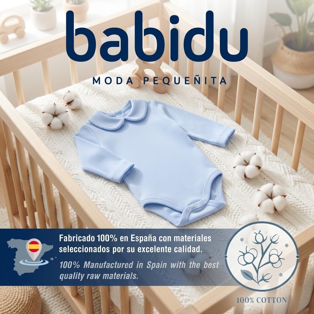 Babidu 1190 body manica lunga cotone azzurro cielo