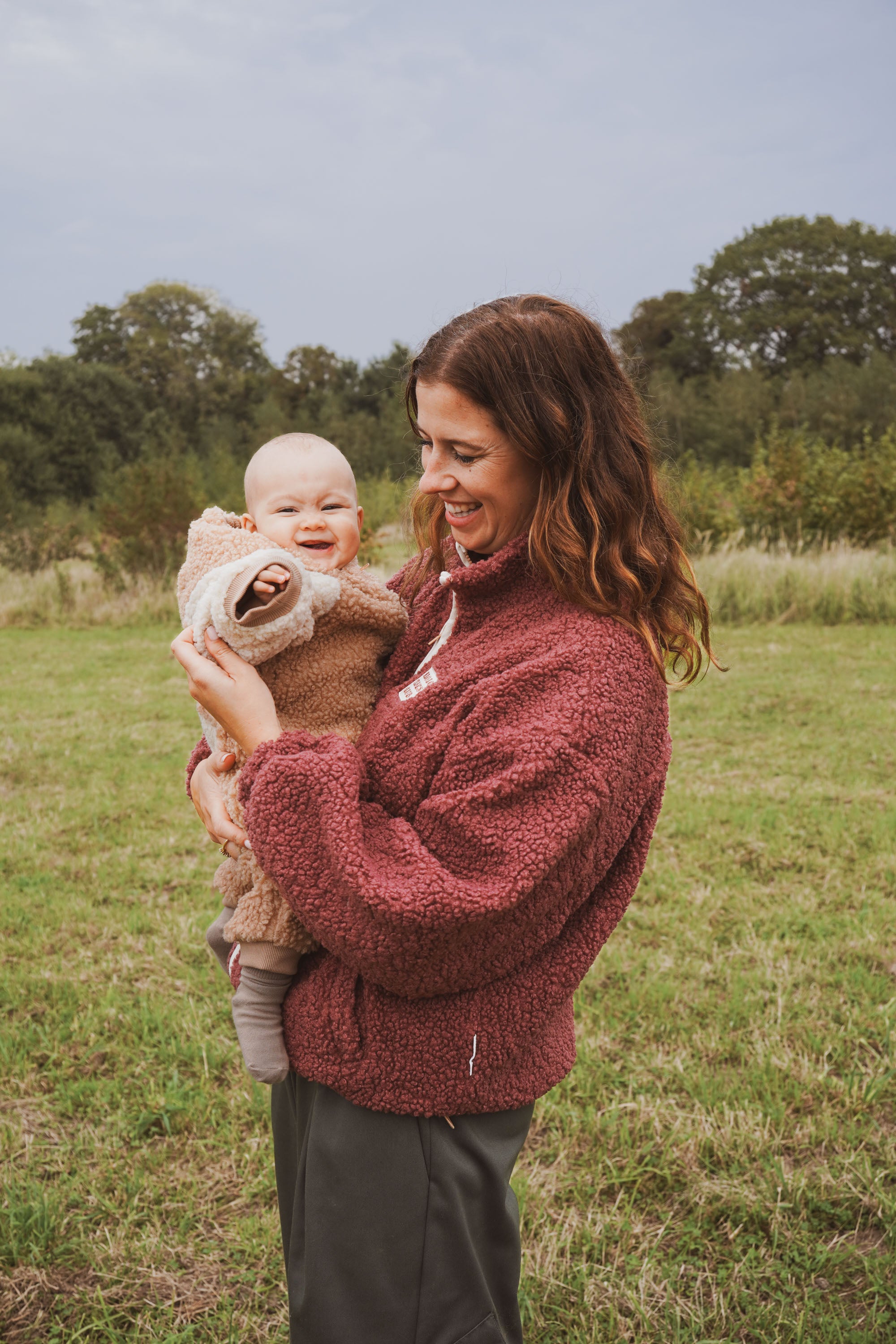 Ella and Rapha Cherry Jacket giacca teddy malva taglia unica calda