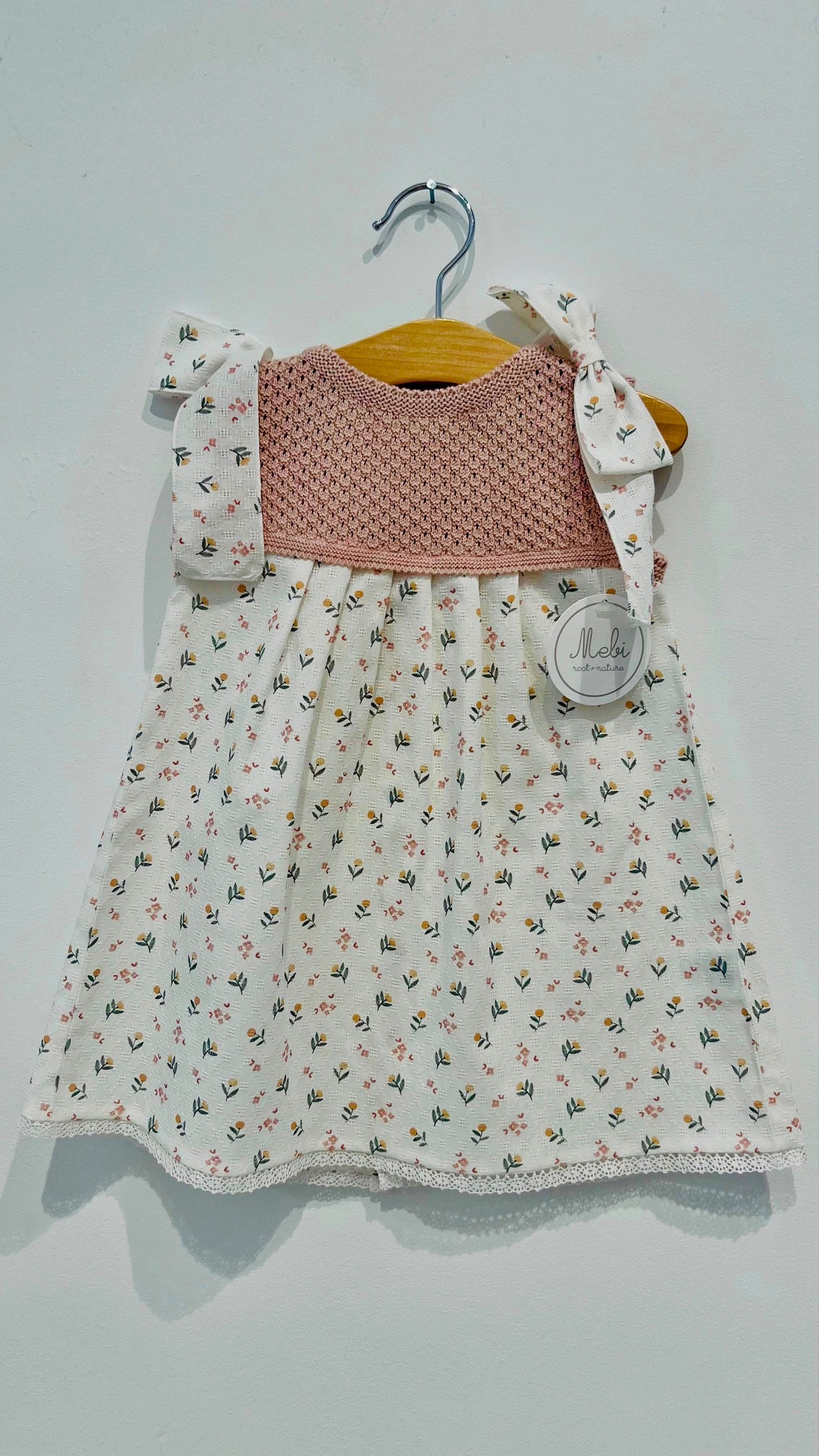 Mebi Liberty vestito bambina fiori nude 1 mese