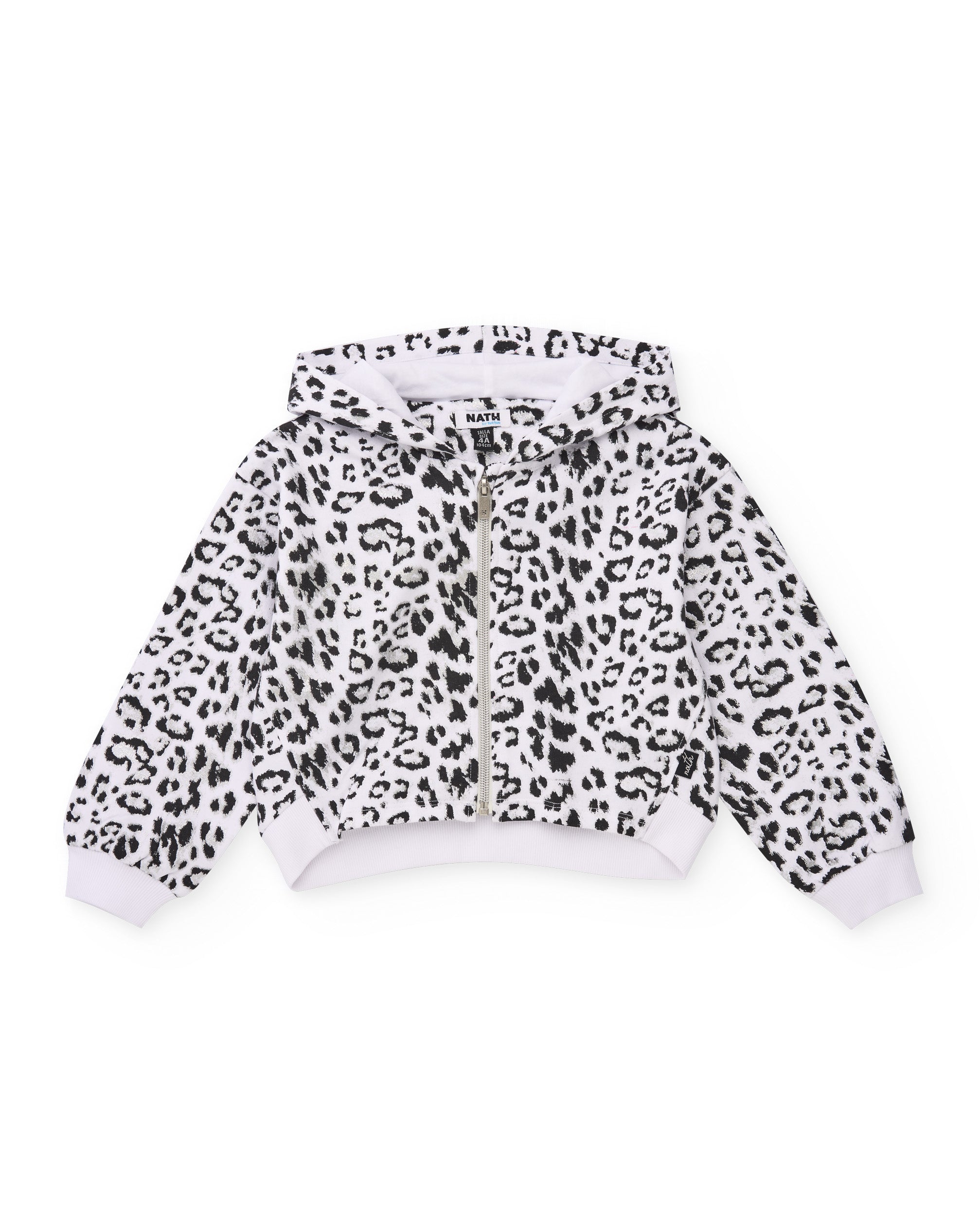 Tuc Tuc felpa bimba con cappuccio bianca animalier