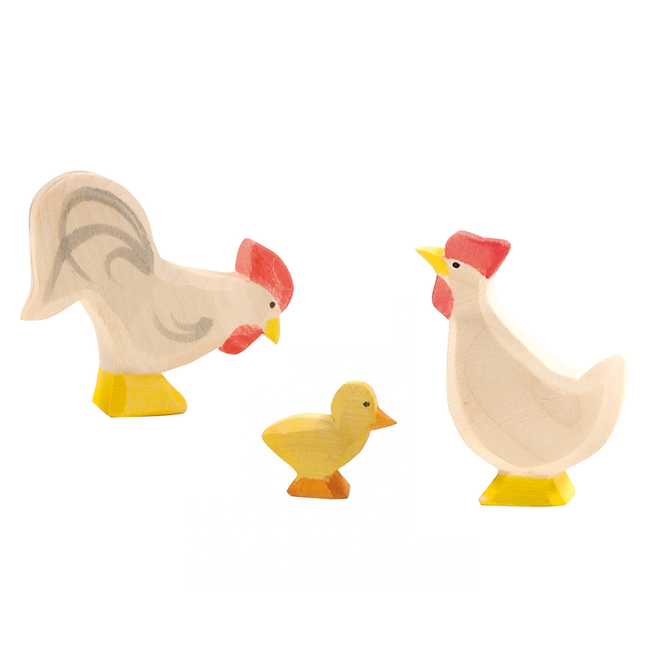 Ostheimer Famiglia Pollo Bianco figure legno gallo 5 cm