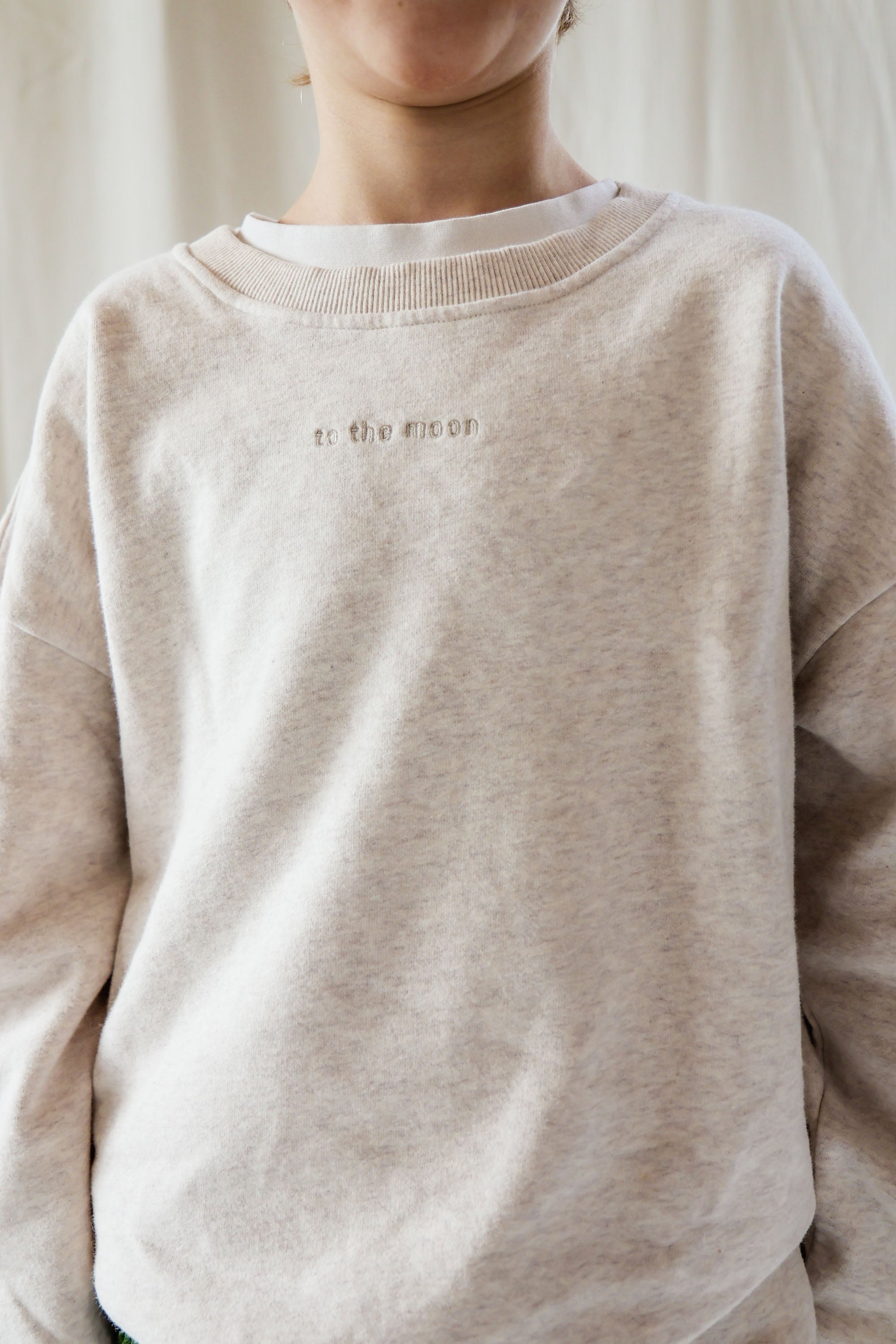 Ella and Rapha To The Moon felpa beige loose fit bimbi