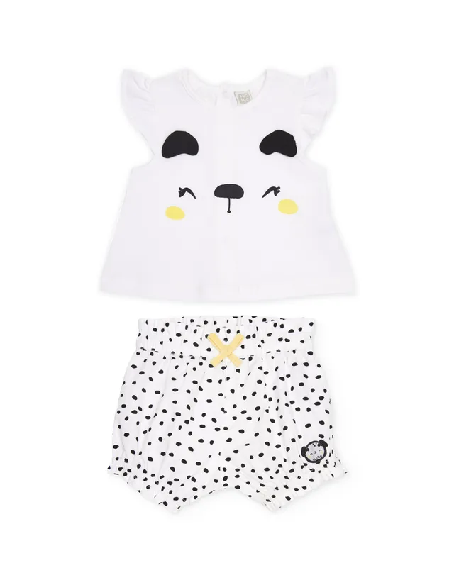Tuc Tuc completo neonata pois maglietta shorts bianco