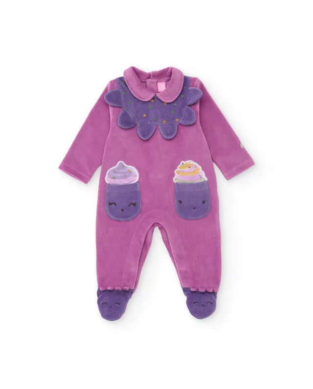 Tuc tuc pagliaccetto neonata pile viola con piedini