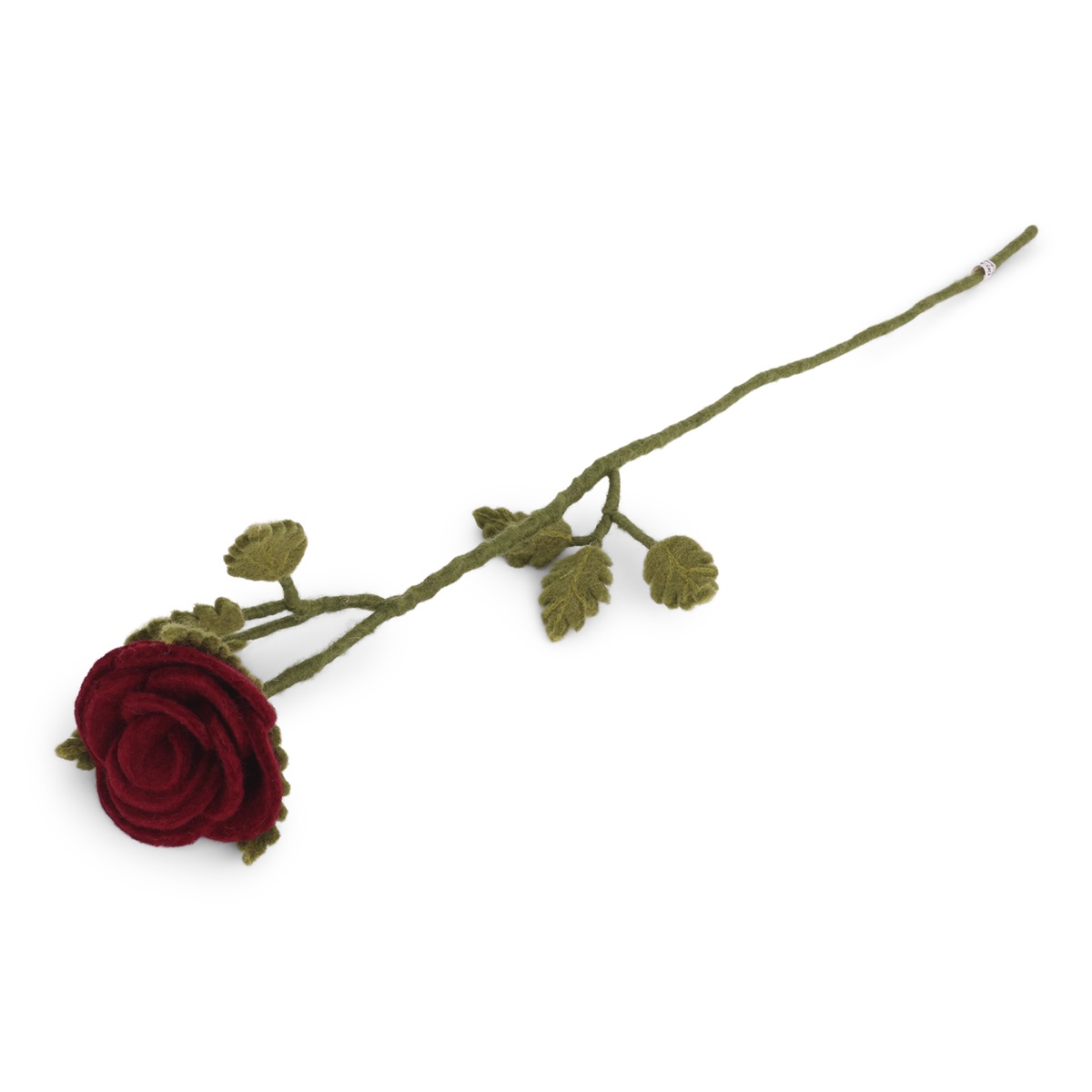 Gry & Sif Rosa Rossa fiore in feltro con foglie 6 cm
