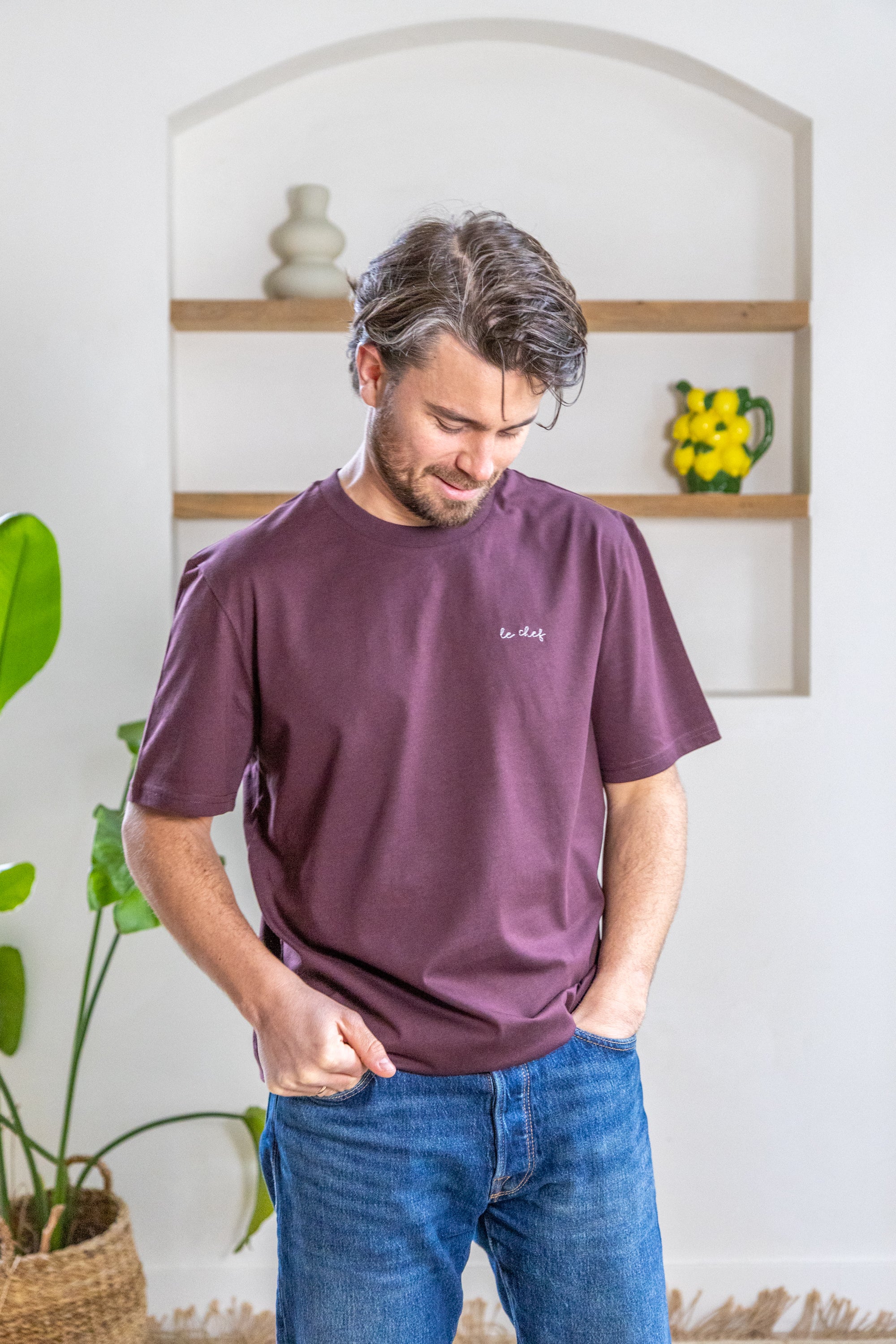 Ella and Rapha Le Chef t-shirt uomo marrone cotone organico