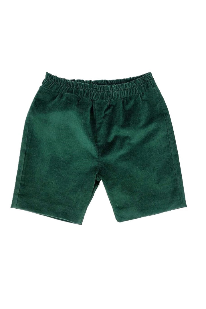 Mebi bermuda bambino verde velluto elastico coordinato festa