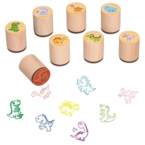 Goki timbrino dinosauri in legno 3 cm casuale