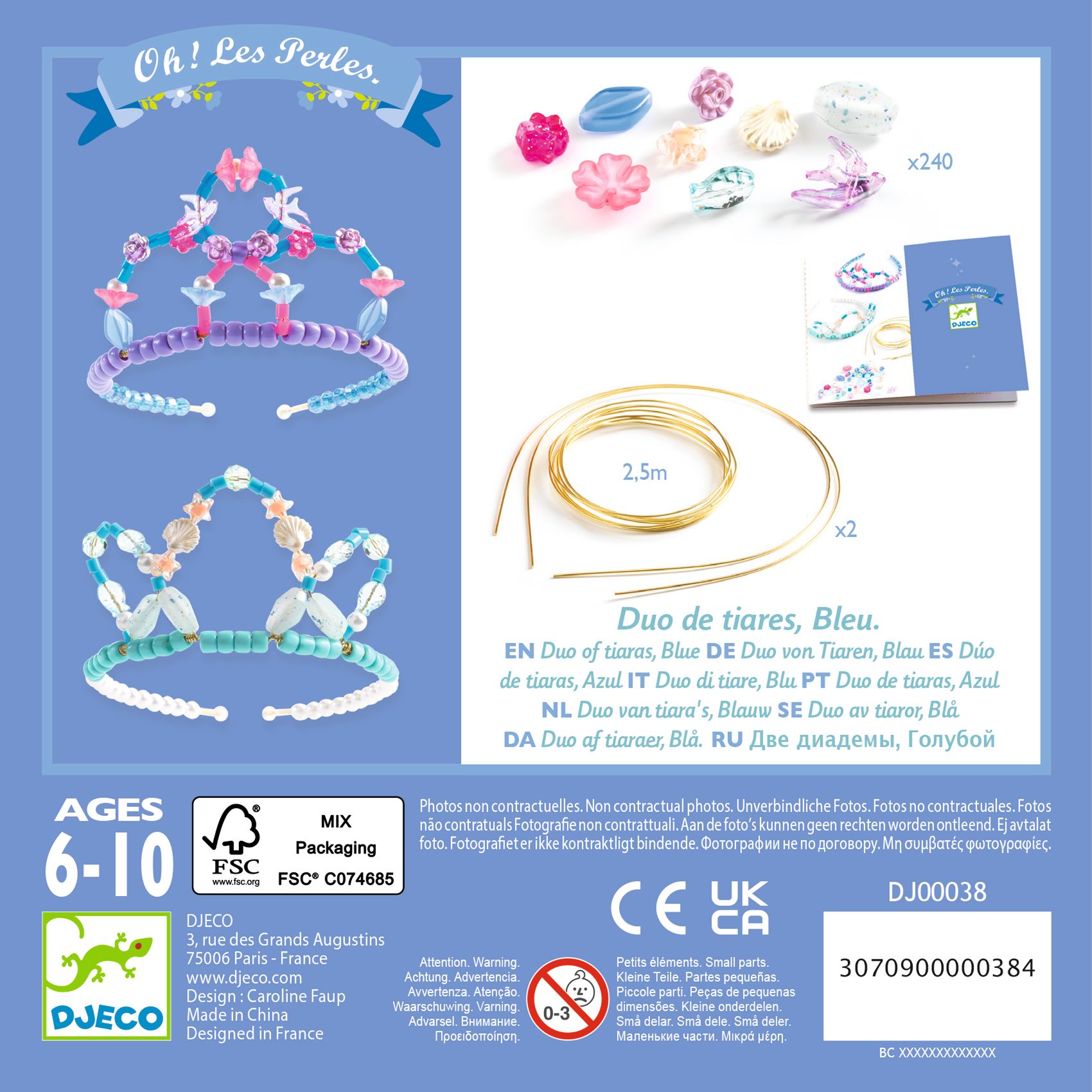 Djeco Duo Tiaras Blue kit perline 2 diademi