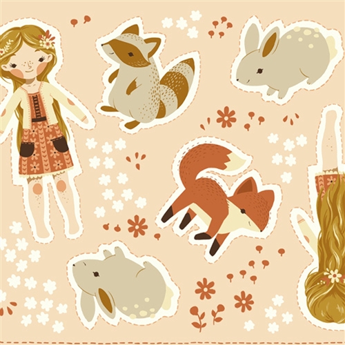 Birch Fabrics Acorn Trail pannello tessuto bambole bio