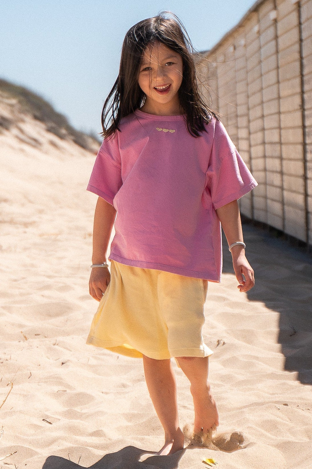 Ella and Rapha little HEARTS t-shirt bambina rosa cotone bio