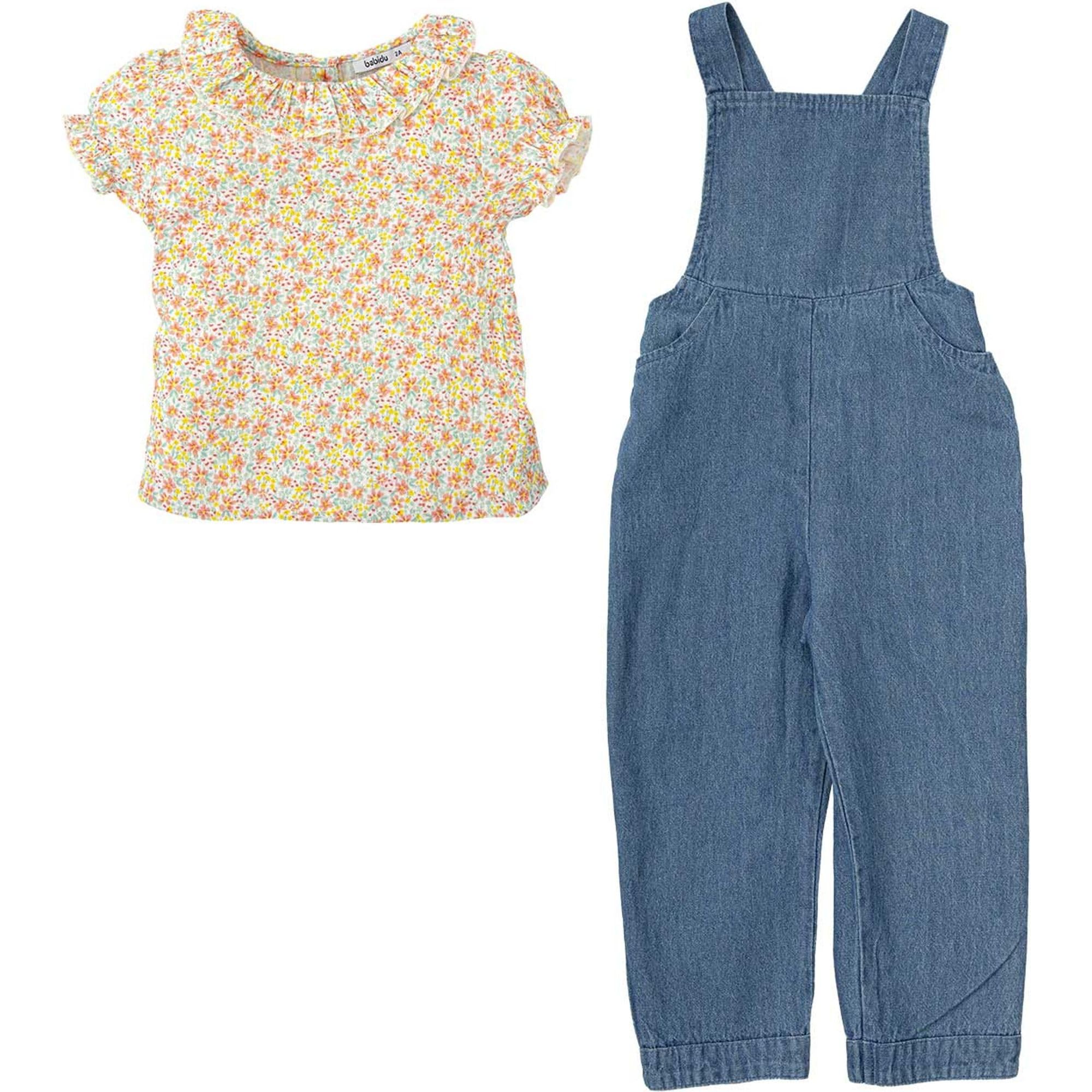 Babidu set neonata salopette jeans e maglia 24 mesi