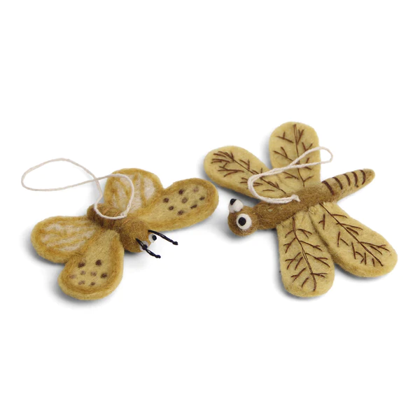 Gry & Sif Farfalle Gialle pendenti feltro set 2 lana