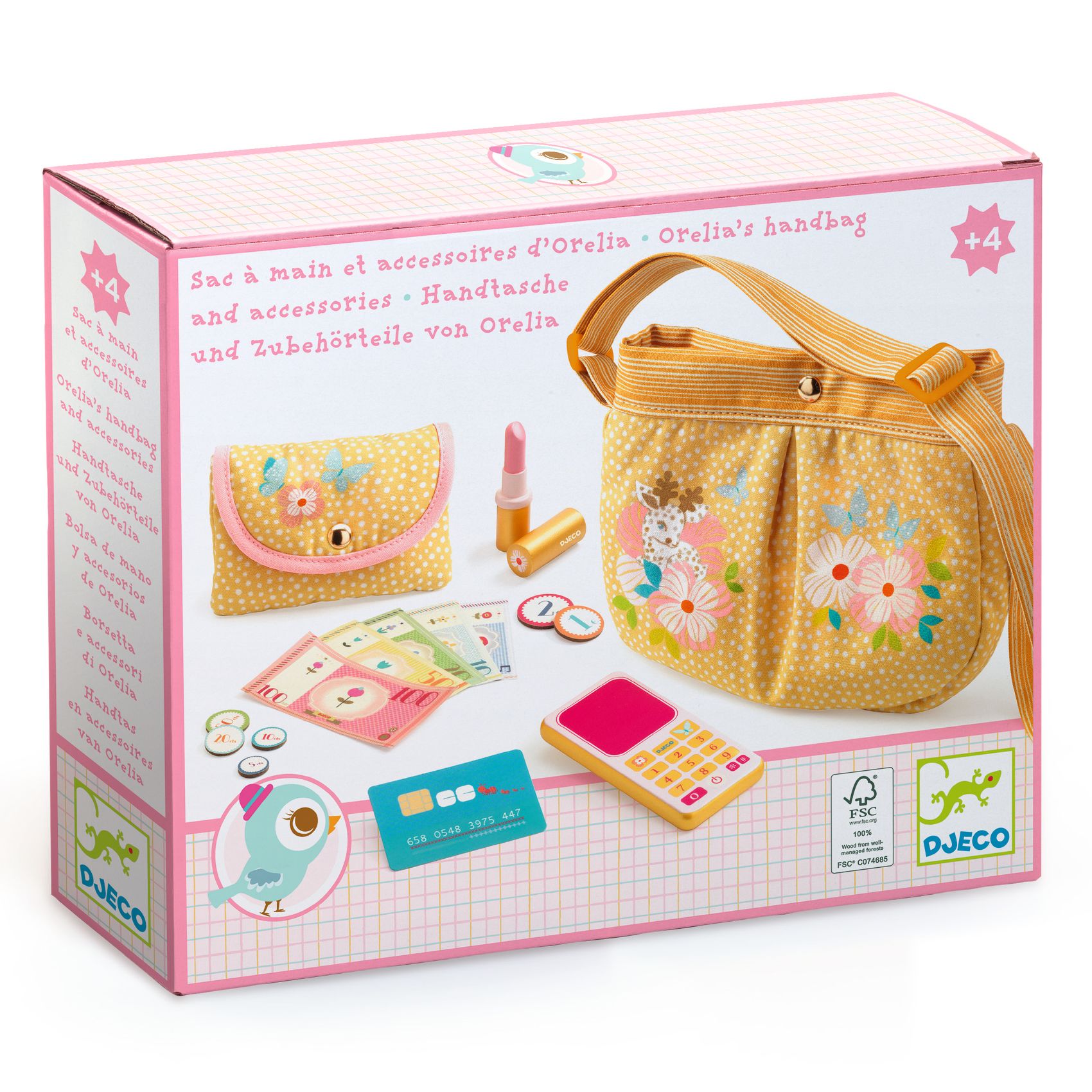 Djeco Orelia borsetta tracolla con accessori cotone