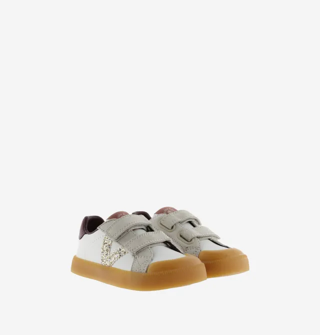 Victoria sneakers barefoot bianche bordeaux glitter