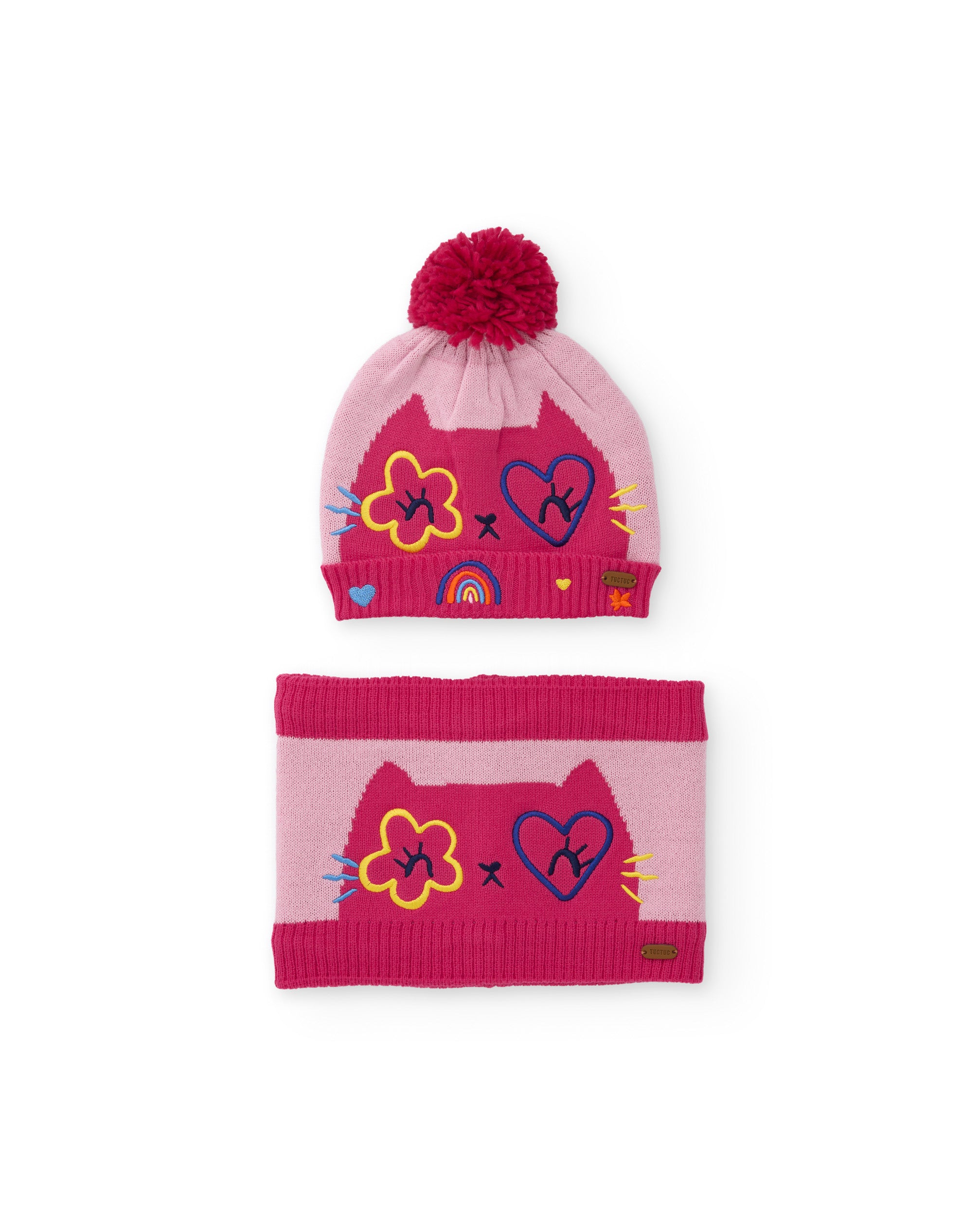 Tuc Tuc Set Bambina Cappello Pon Pon e Scaldacollo Fucsia