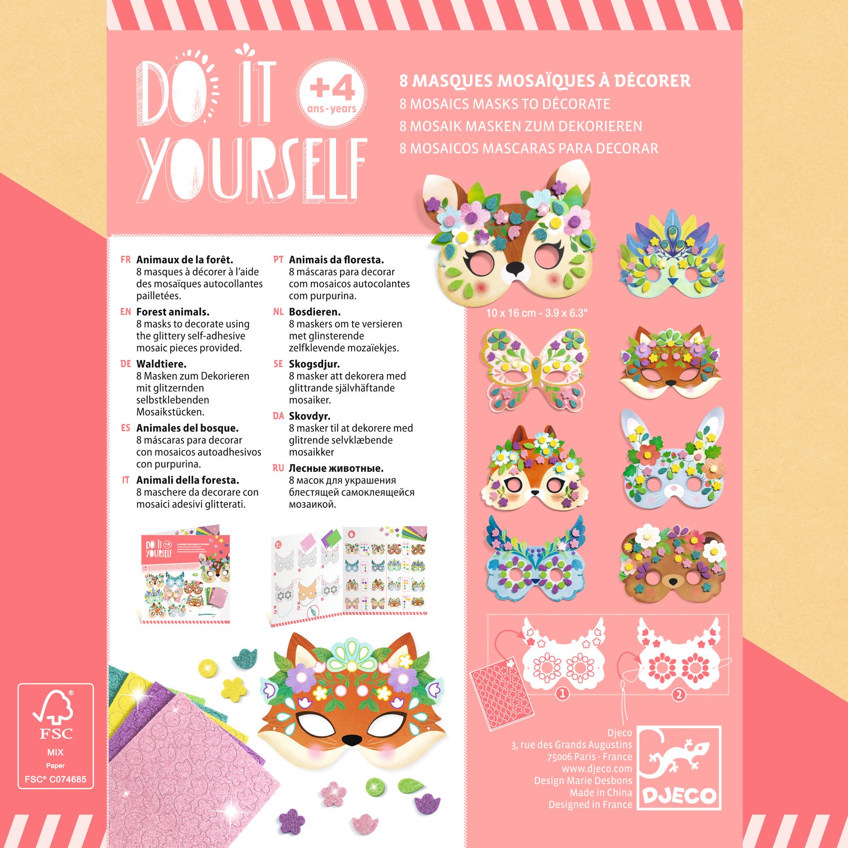 Djeco Do It Yourself Forest Animals kit maschere 8 pz
