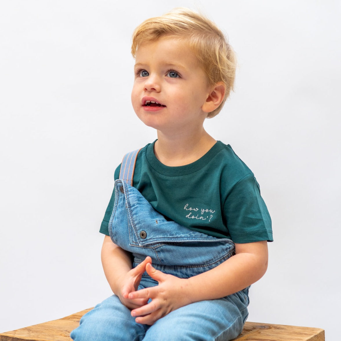 Ella and Rapha How You Doin t-shirt verde cotone organico bimbo