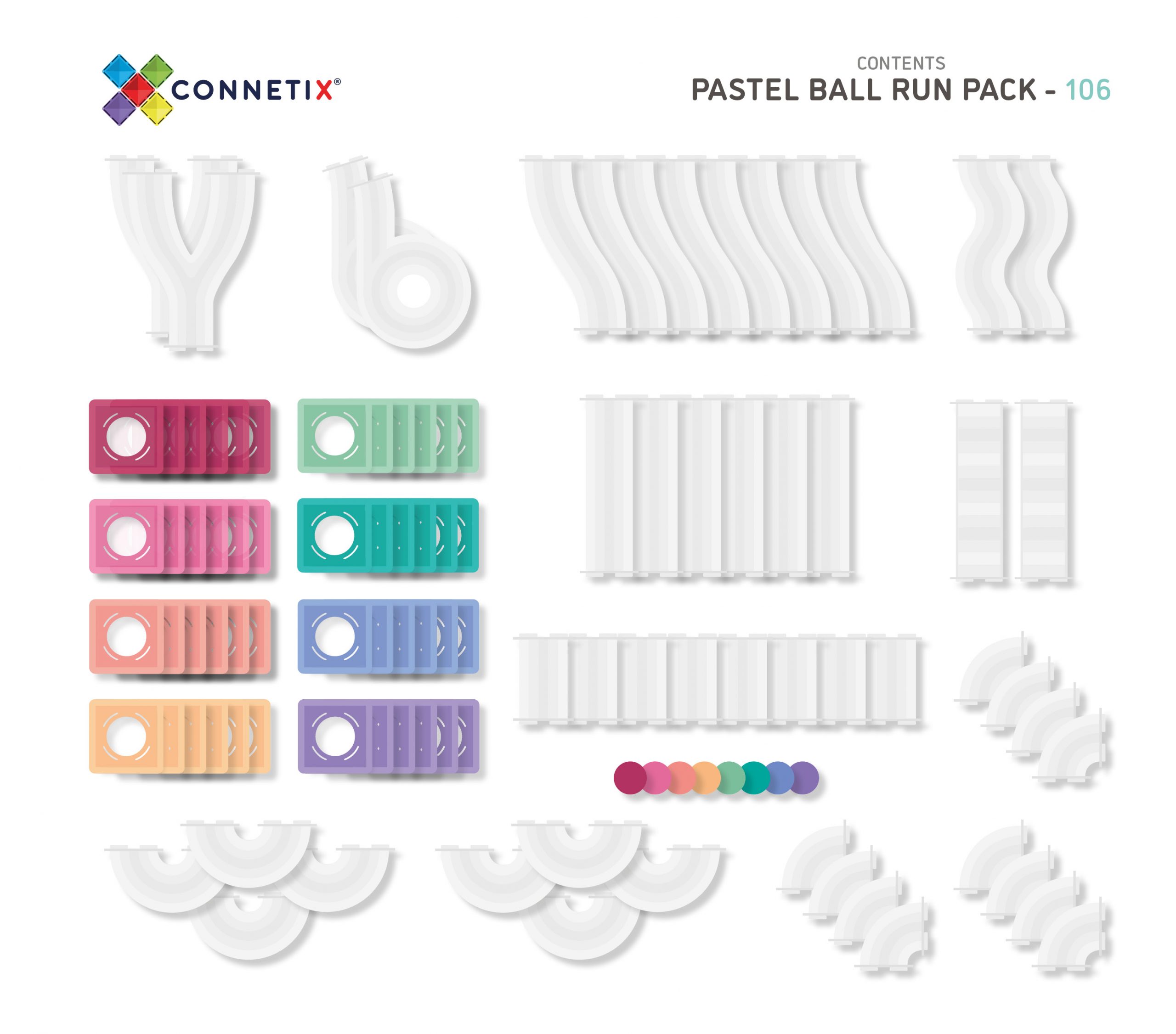 Connetix Pastel Ball Run Pack costruzioni 106 pezzi