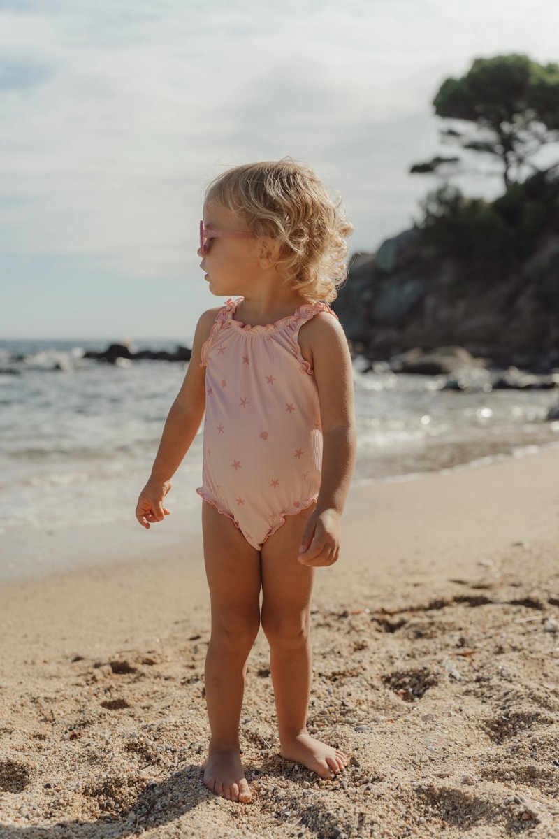 Little Dutch Conchiglie costume intero bimba rosa volant