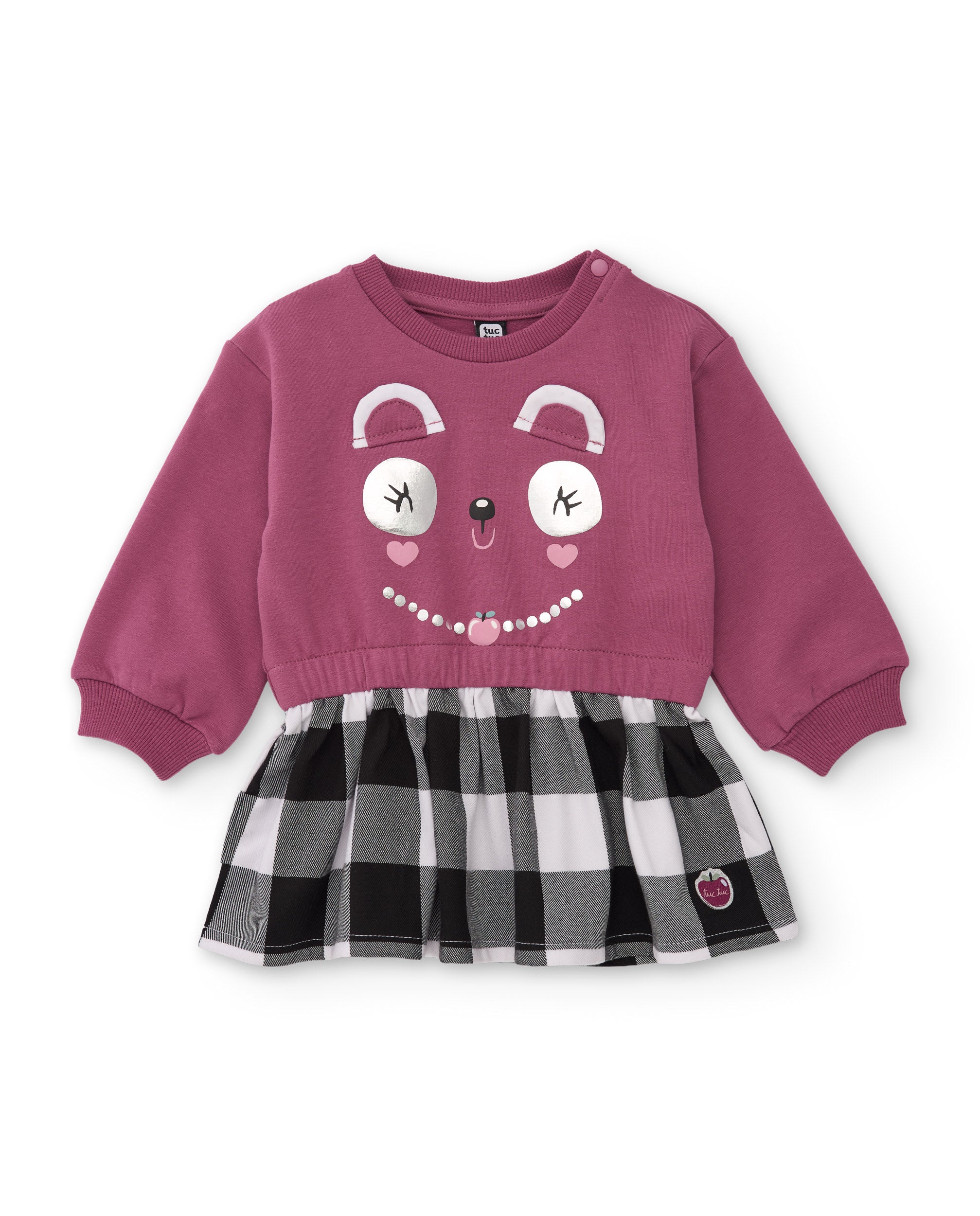 Tuc Tuc vestito bambina viola orso gonna a quadri
