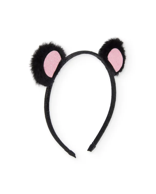 Tuc Tuc cerchietto bambina orecchie peluche nero glitter