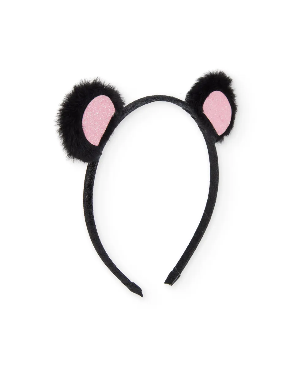 Tuc Tuc cerchietto bambina orecchie peluche nero glitter