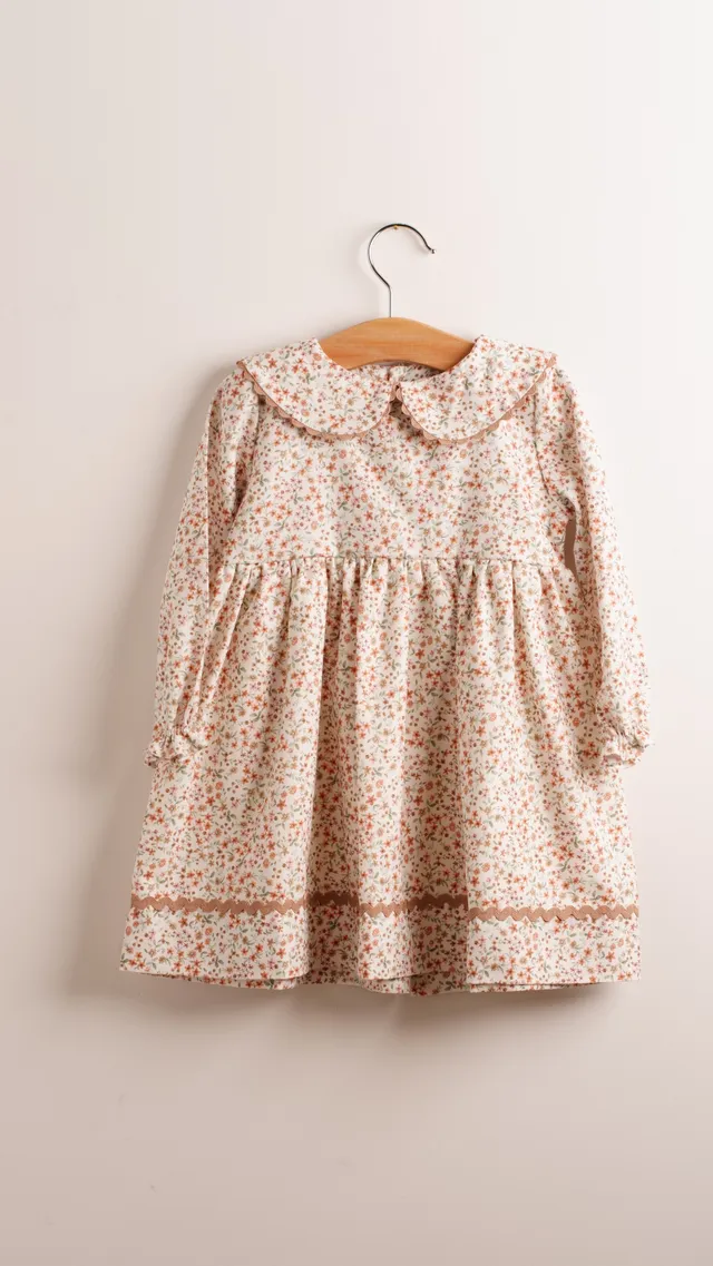 Mebi vestito bambina liberty manica lunga cotone