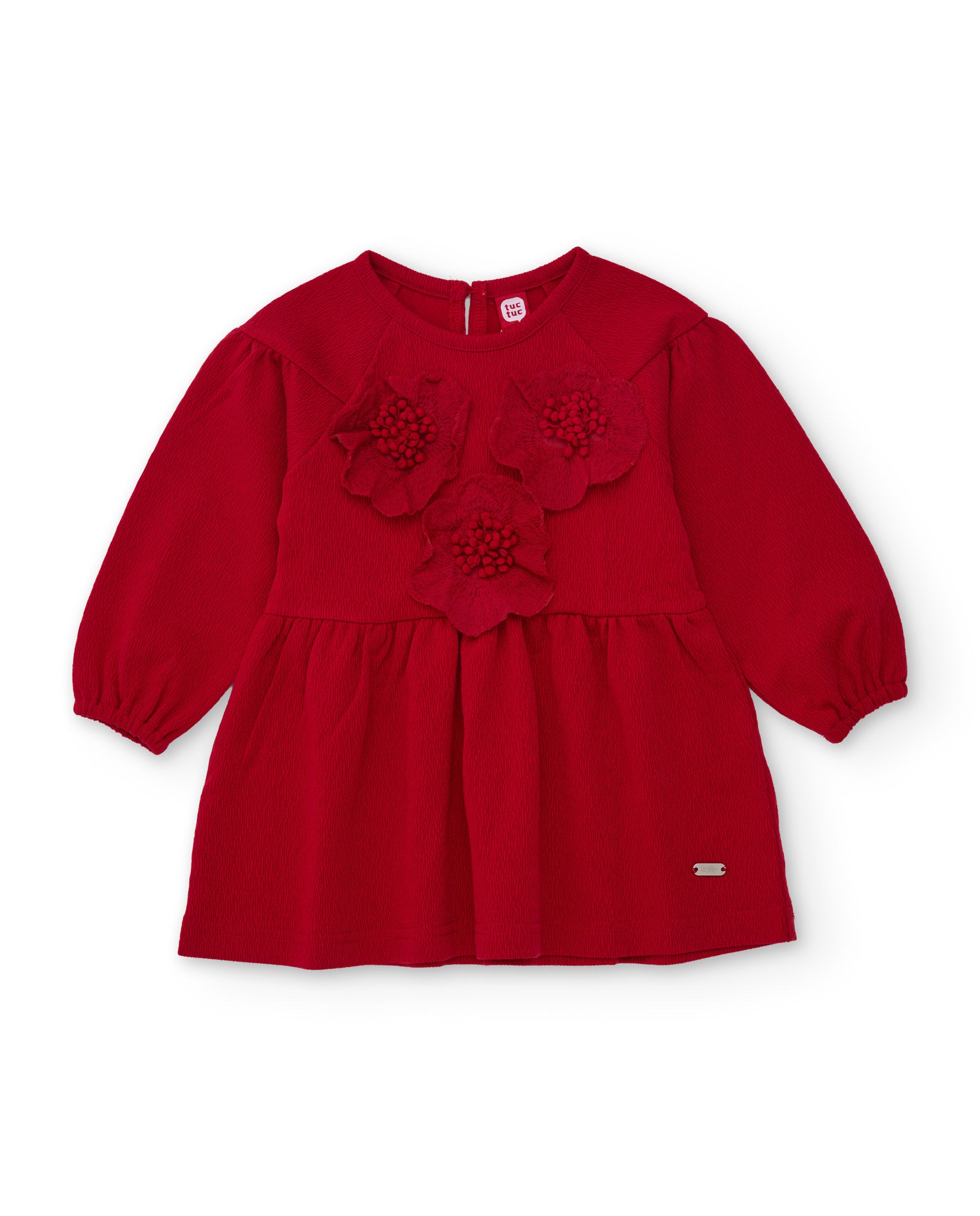 Tuc tuc Vestito bambina rosso con fiori ricamati