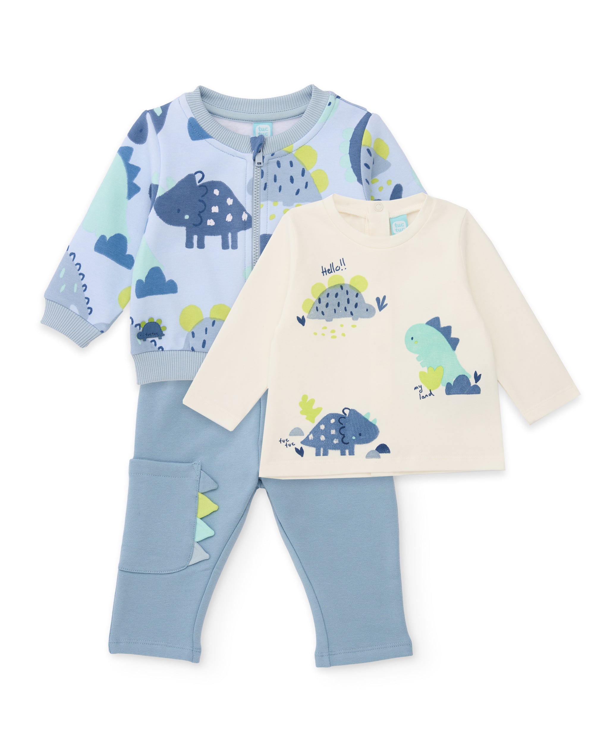 Tuc tuc Roar Dino completo neonato 3 pezzi azzurro dinosauro