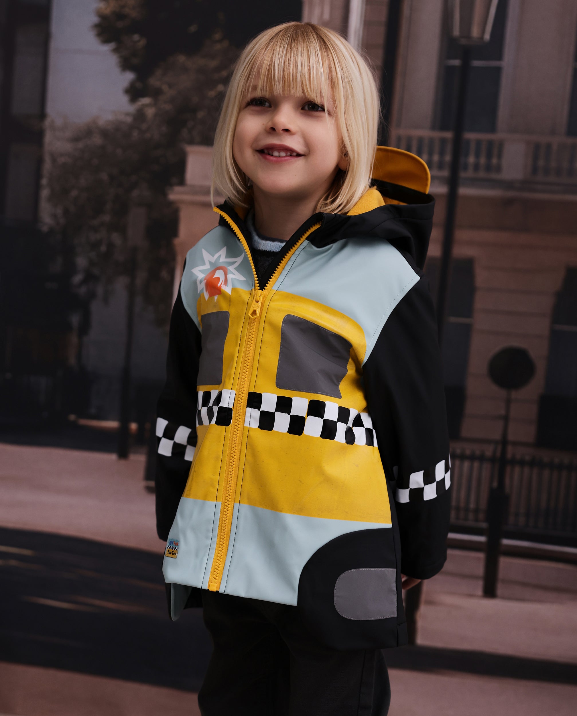 Tuc Tuc NY Fun giacca pioggia bambino nera taxi