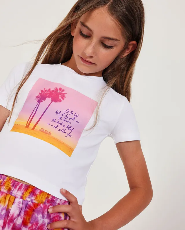 Tuc tuc T-shirt bambina maglina bianca palme