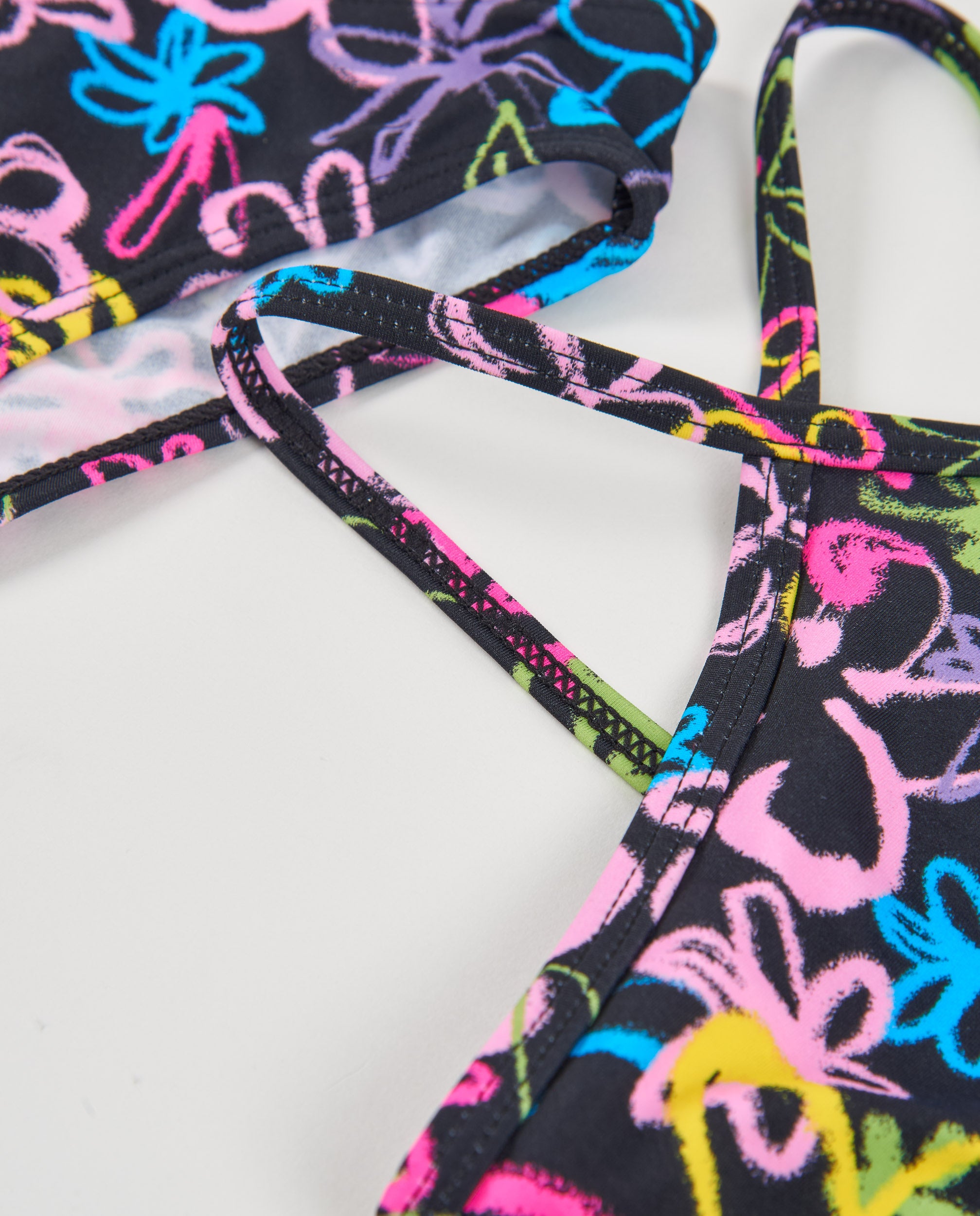 Tuc tuc bikini bambina nero stampa graffiti