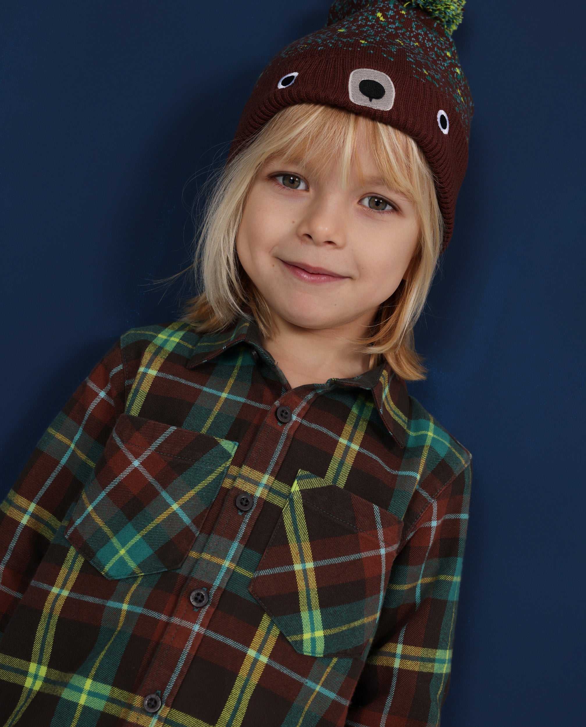 Tuc Tuc camicia bambino marrone tartan due tasche