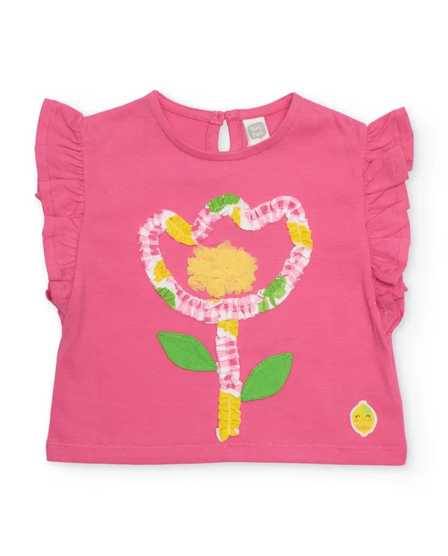 Tuc Tuc maglietta bambina fiore applicato rosa