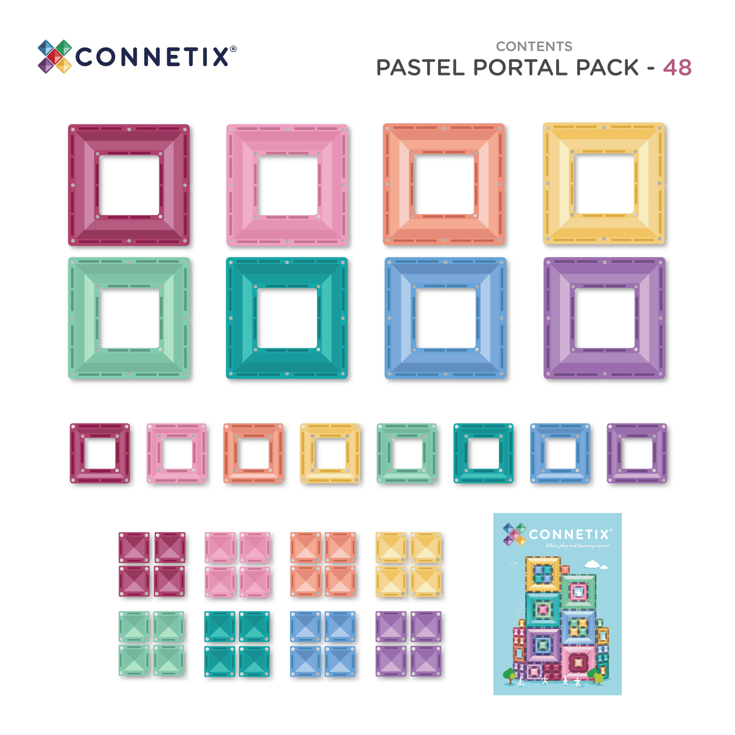 Connetix Portal Pastel Pack costruzioni magnetiche 48 pezzi