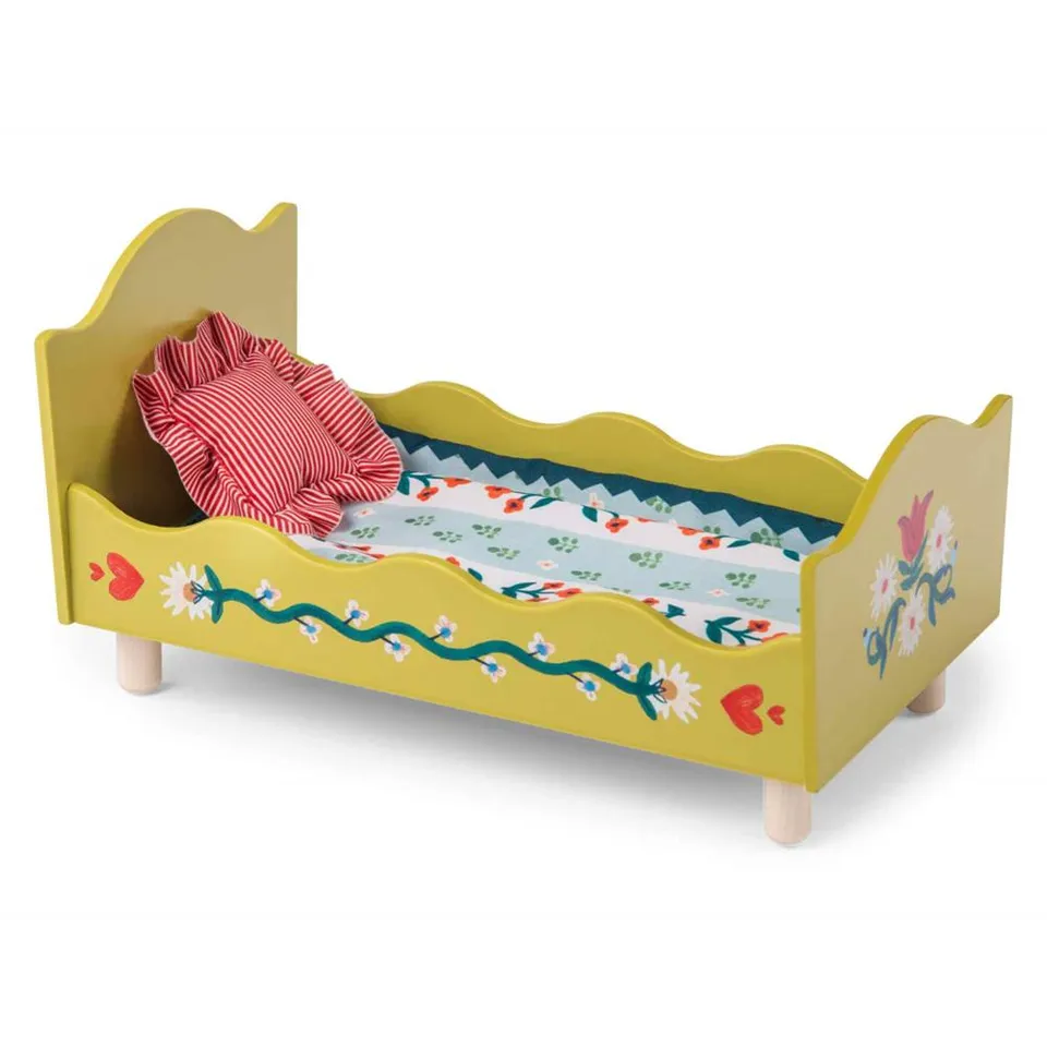 Moulin Roty Les Minouchkas lettino bambole giallo legno