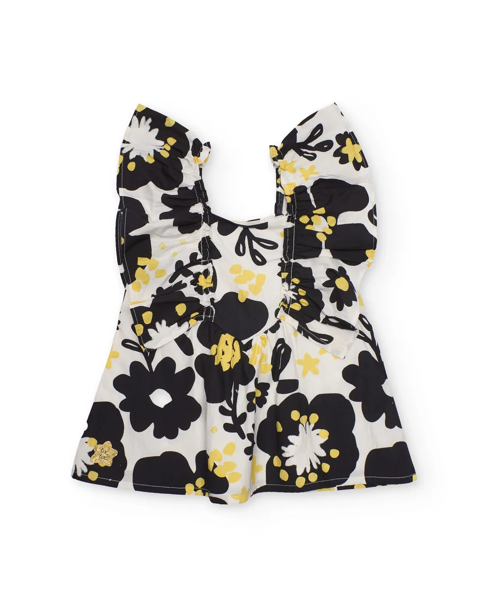 Tuc Tuc vestito bambina nero fiori con volant
