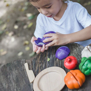 PlanToys Set Verdure da Tagliare in Legno 7 Pezzi