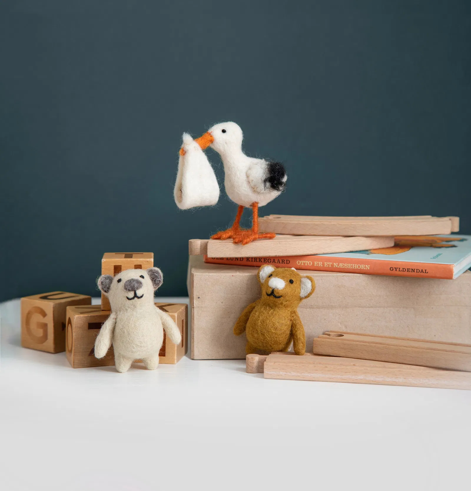Gry & Sif Cicogna decorazione feltro lana 10 cm