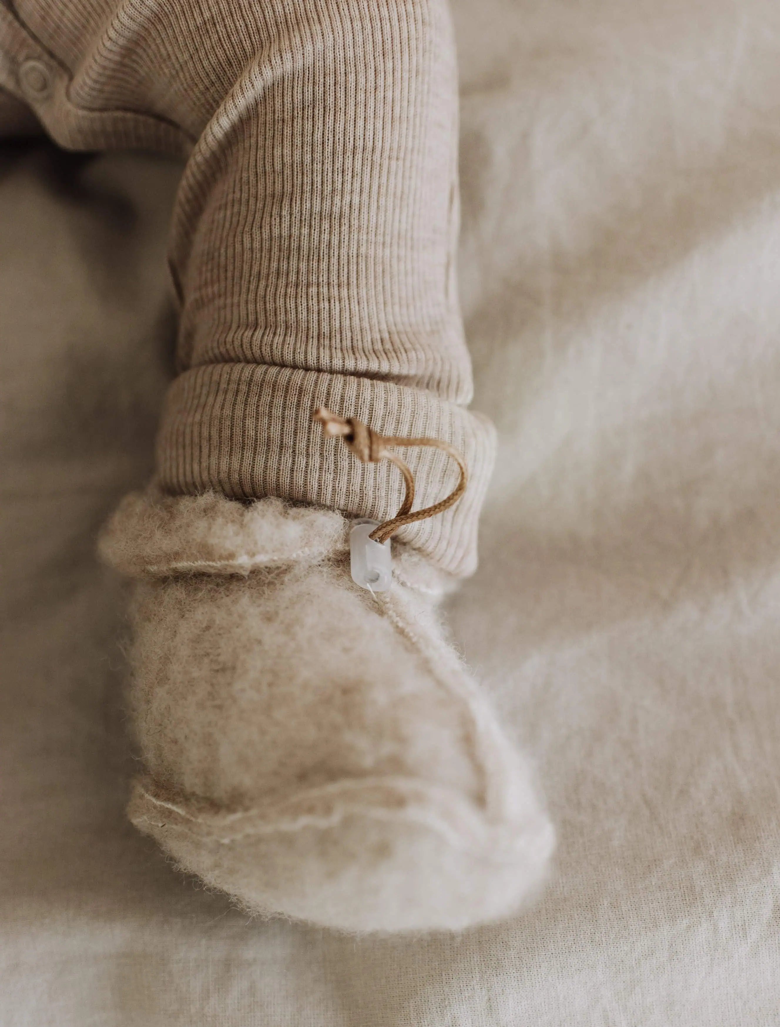 Kico Label scarpine neonato lana merino beige 0-6 mesi
