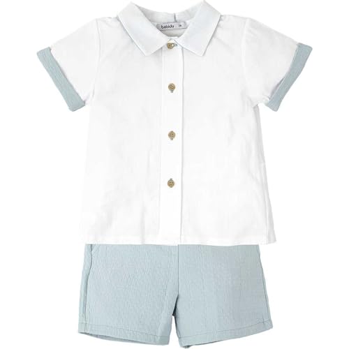 Babidu completo bambino camicia bianca e shorts 5 anni cotone