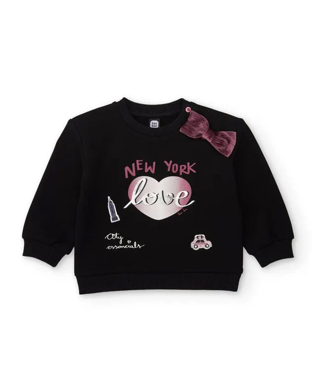 Tuc Tuc felpa bambina nera cuore New York calda