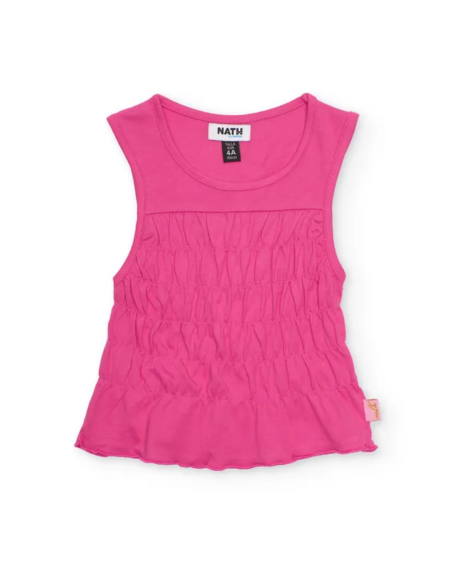 Tuc Tuc maglietta bimba smanicata fucsia con arricciature