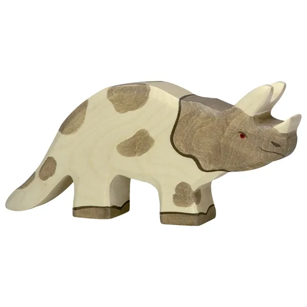 Holztiger Triceratopo Dinosauro Figura in Legno 17 cm