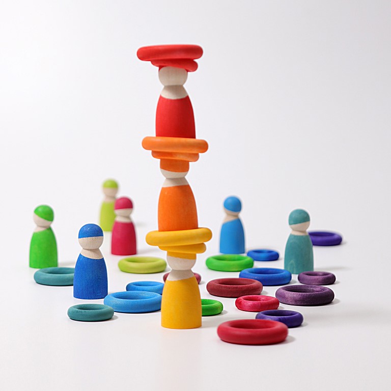 Grimm's Rainbow Building Rings anelli legno 24 pezzi
