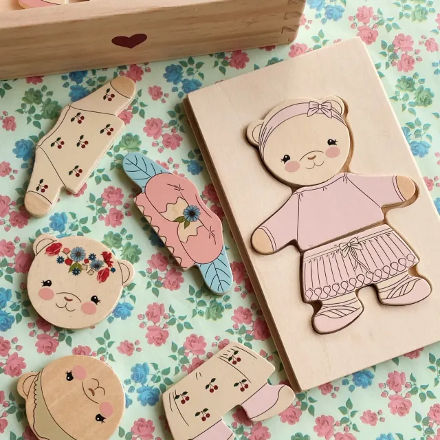 Konges Slojd Teddy Dress Up puzzle legno 12 pezzi
