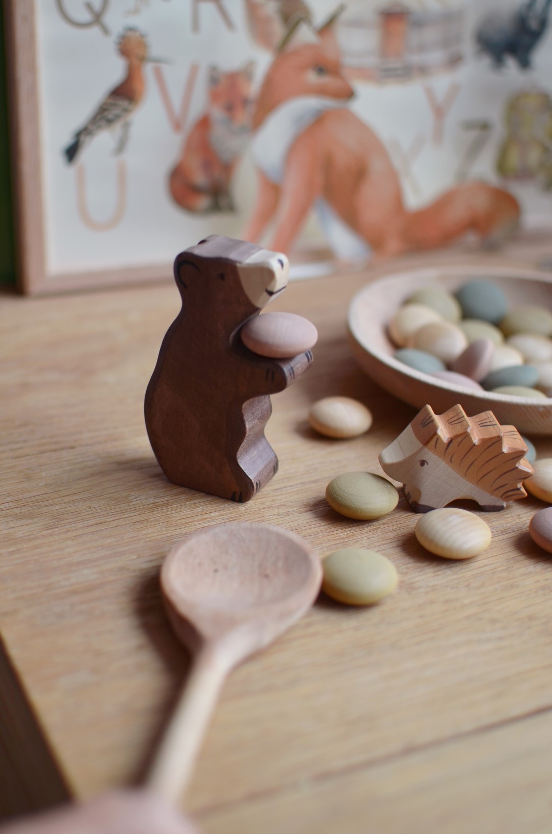 Grapat Tomte e animali bosco set gioco legno destrutturato