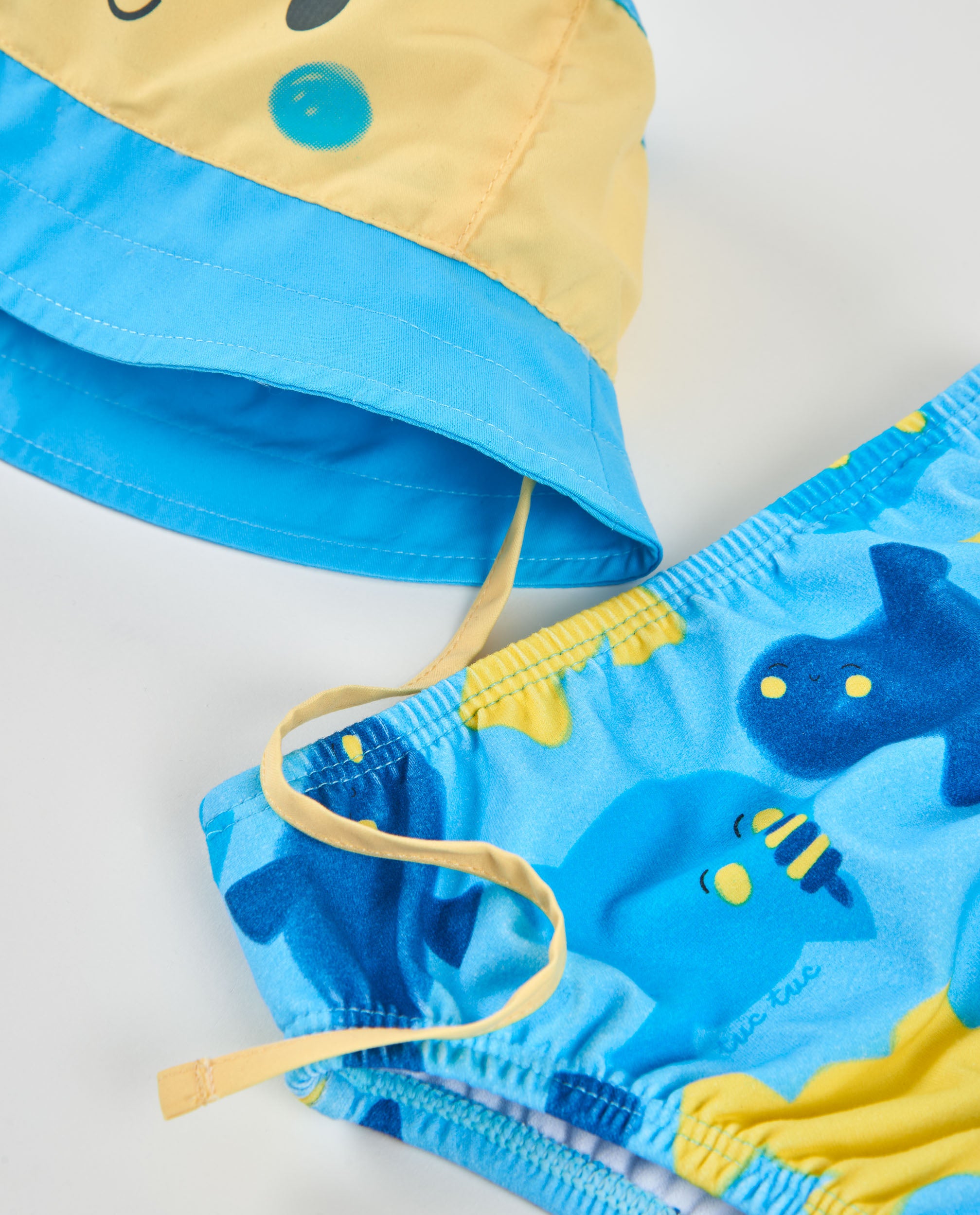 Tuc tuc set mare neonato blu costume cappello UPF 50+