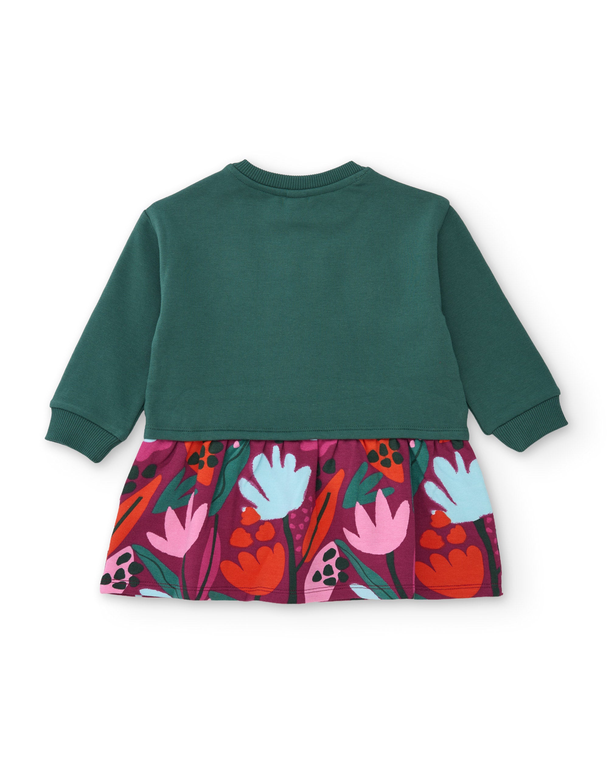 Tuc tuc vestito felpa bambina cuori fiori verde